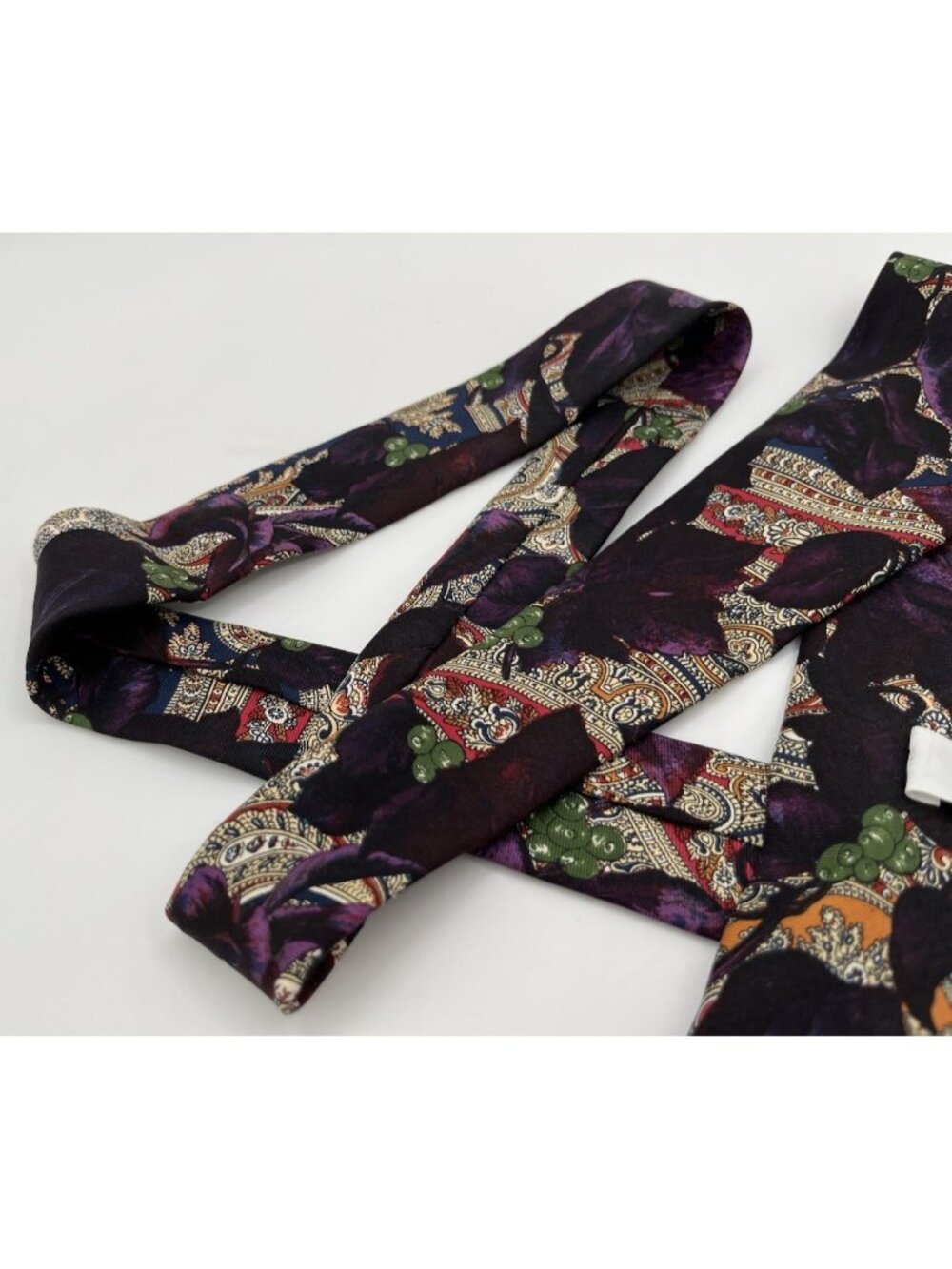 HUGO BOSS Men's Silk Cotton Necktie LUXURY Paisley Purple Floral W:3.6" Italy - Picture 4 of 8